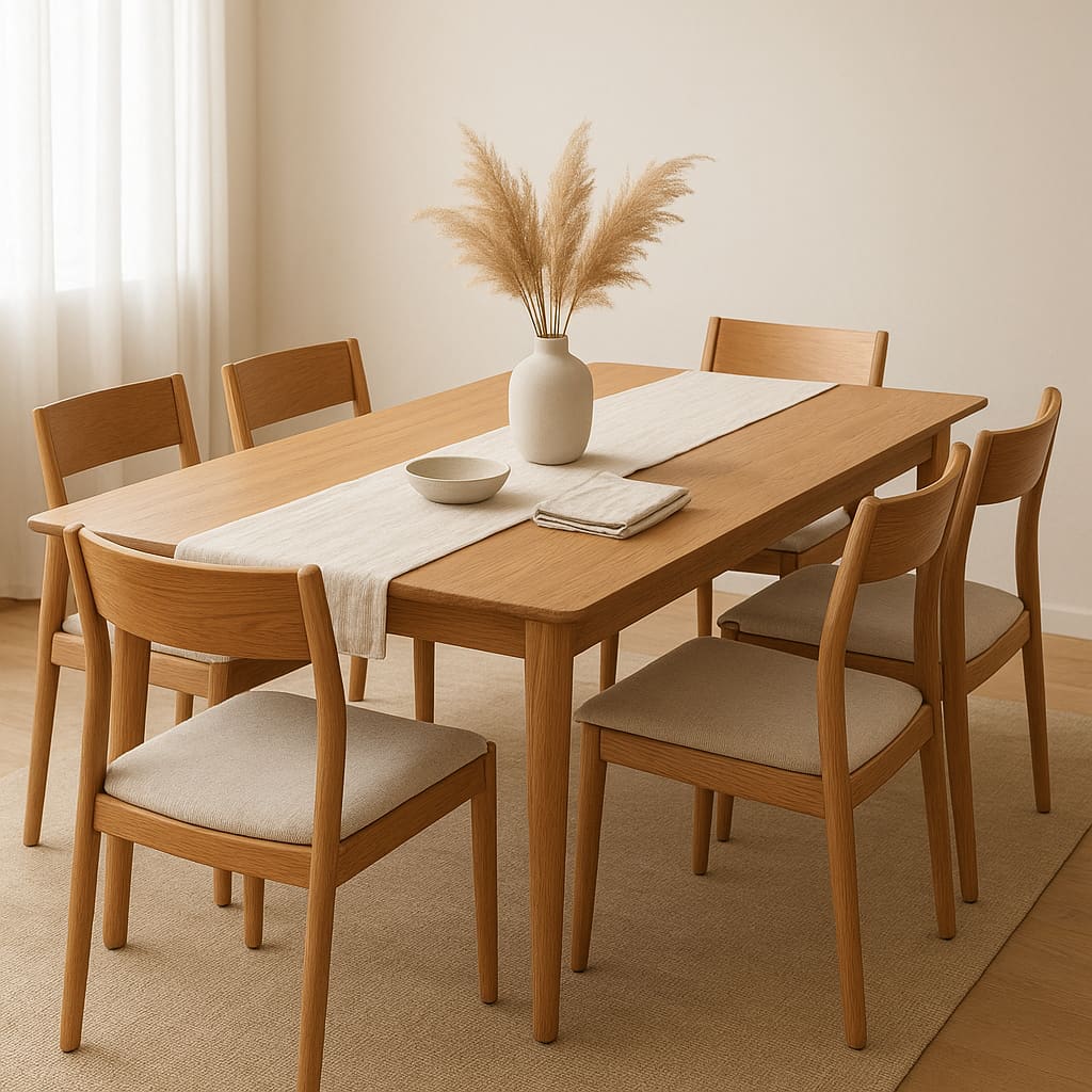 Rechteckiger Massivholztisch