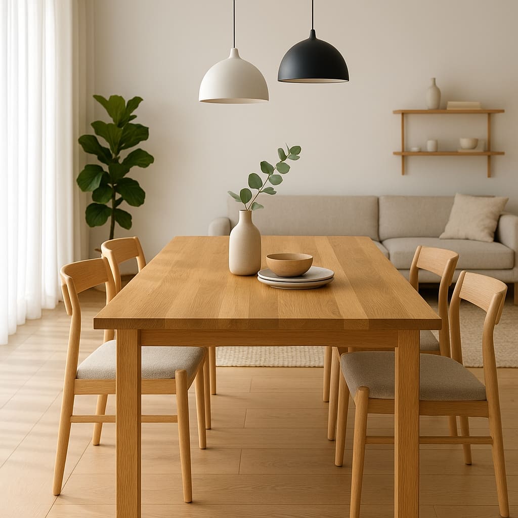 Handgefertigter Holztisch im Wohnzimmer